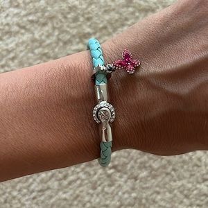 Swarovski Leather Rope bracelet with magnetic closure and pretty butterfly charm